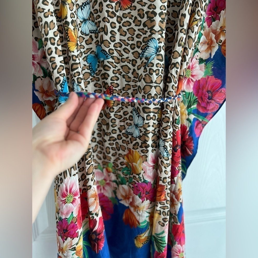 Johnny Was Fleur Butterfly-Print Short Kaftan Dress - Picture 7 of 8
